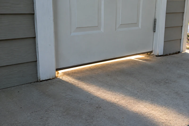 Daylight under an exterior door, a common way mice in Greensboro get inside in fall
