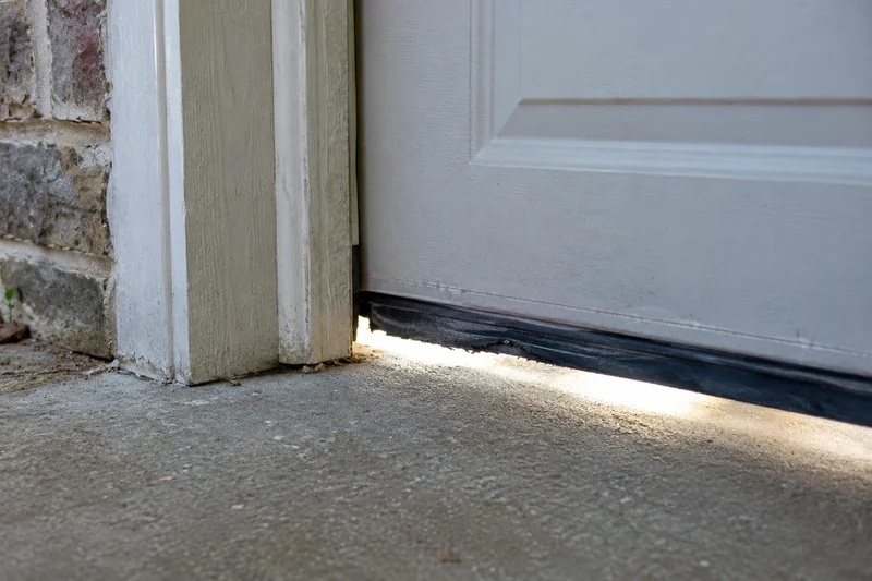 Daylight under a worn garage door seal