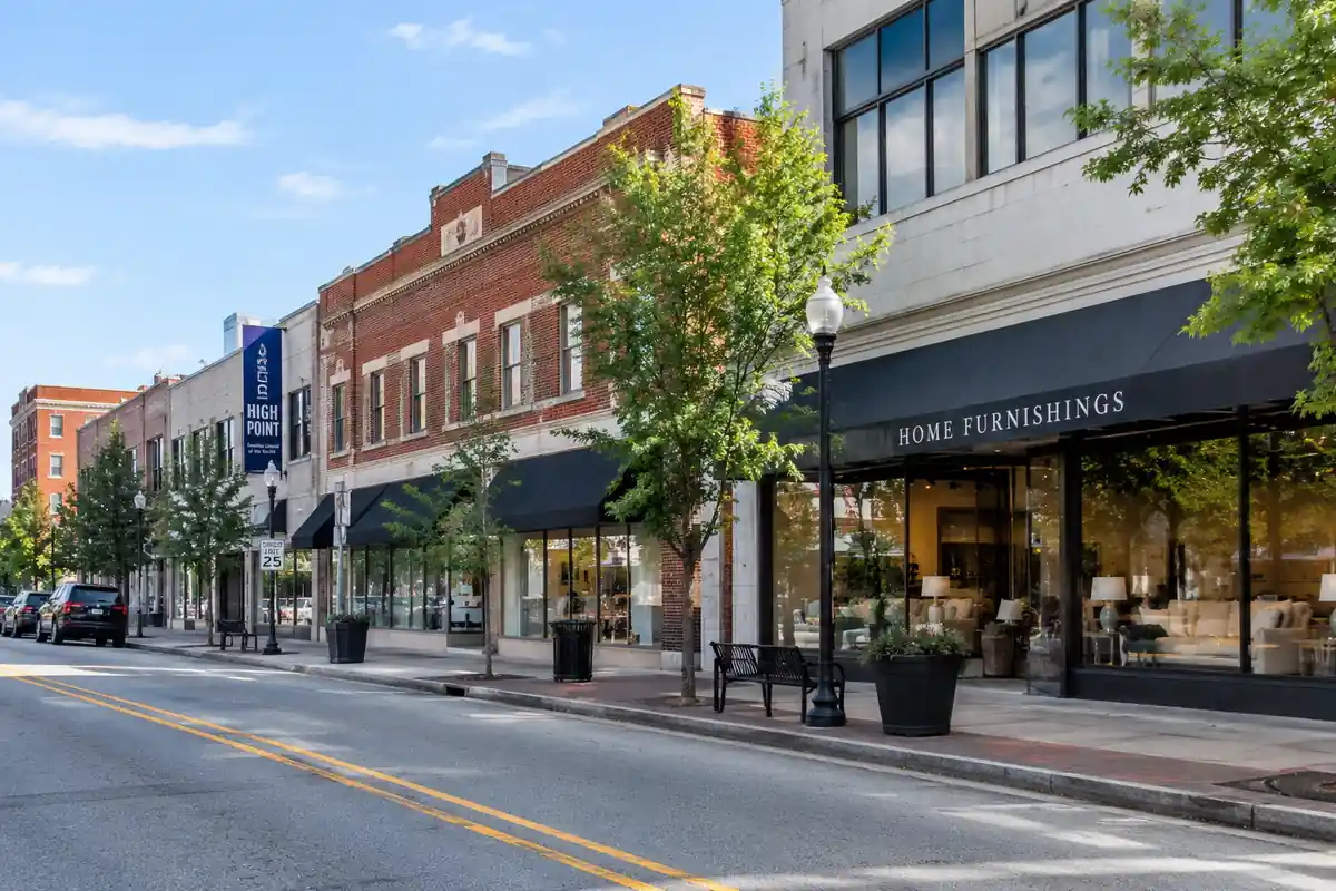 Furniture showroom buildings in downtown High Point, where rodent control High Point NC calls include commercial space