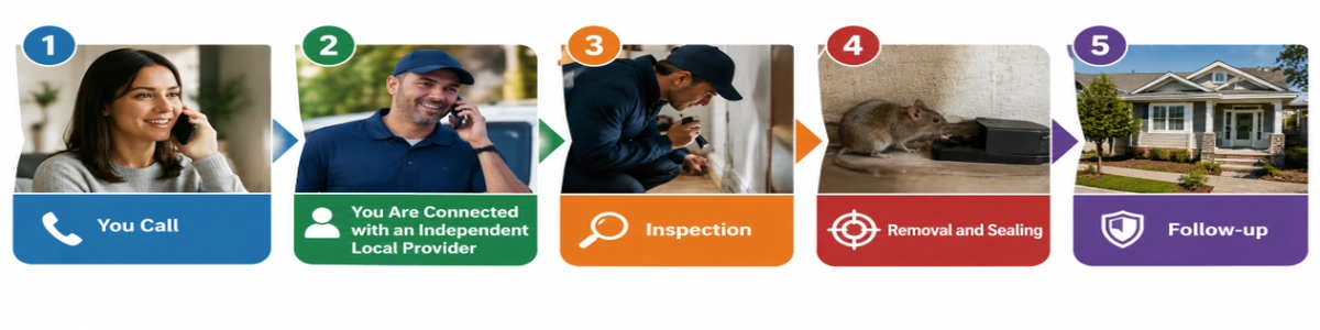 How a call through Brynvoss Rodent Control works, from first call to follow-up