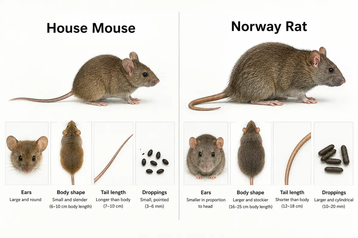 Drawing comparing a Norway rat with the roof rats in Greensboro attics