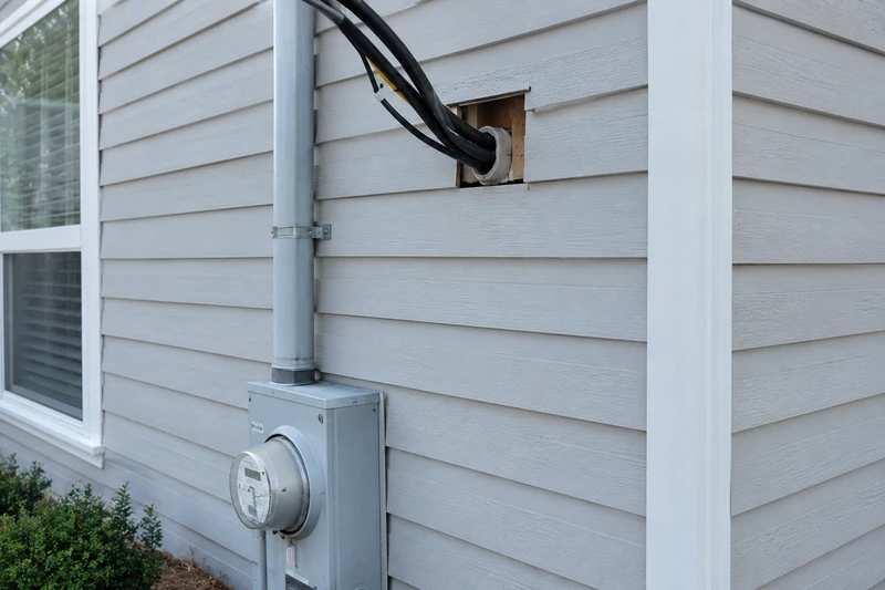Gap where a utility line enters a house